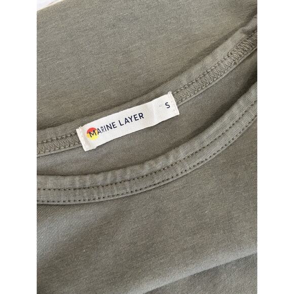 Marine Layer Taylor Midi Shirt Dress Womens Size S Olive Green Jersey Sleeveless - Picture 4 of 5